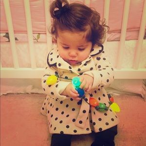 preppy polka dot coat.